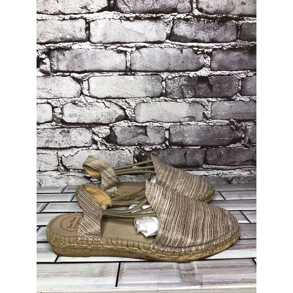 Toni Pons Origens Norma Beige Shimmer Wedge Espadrille Sandals Women Sz 40EU/9.5 - Picture 6 of 16